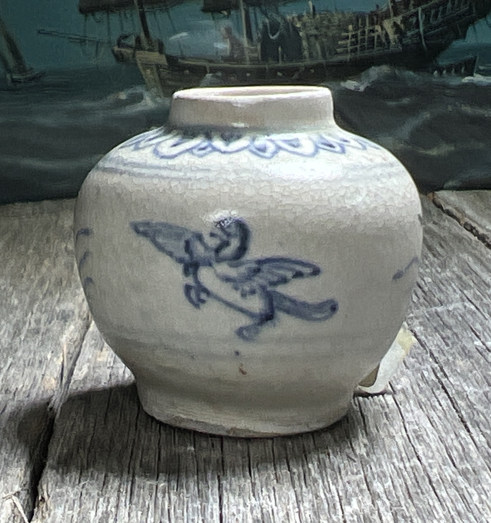 Hoi An Shipwreck blue & white jarlet, 'chi chòe' birds, Vietnam, late 15th century