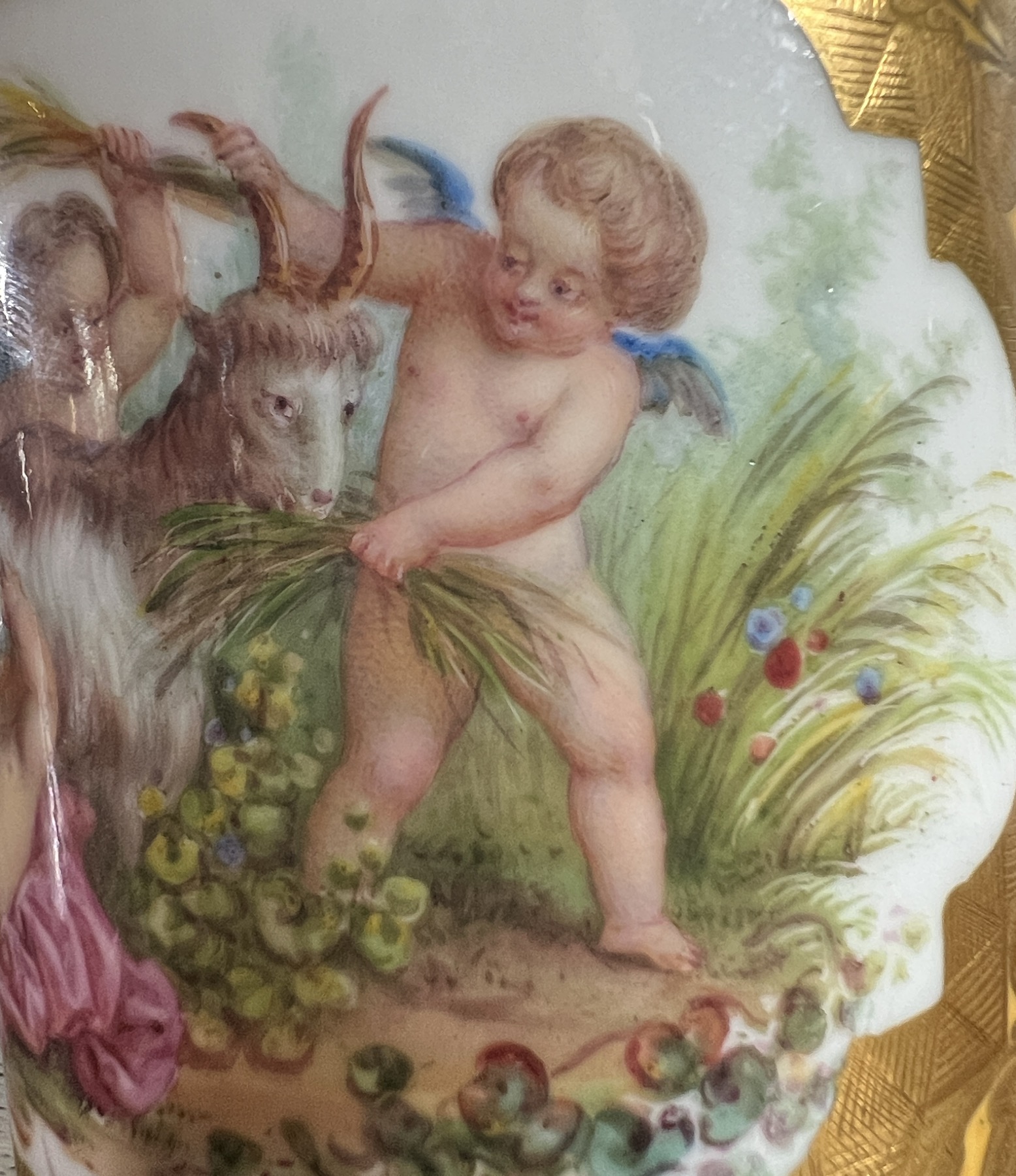 Sevres Cup Saucer cherubs