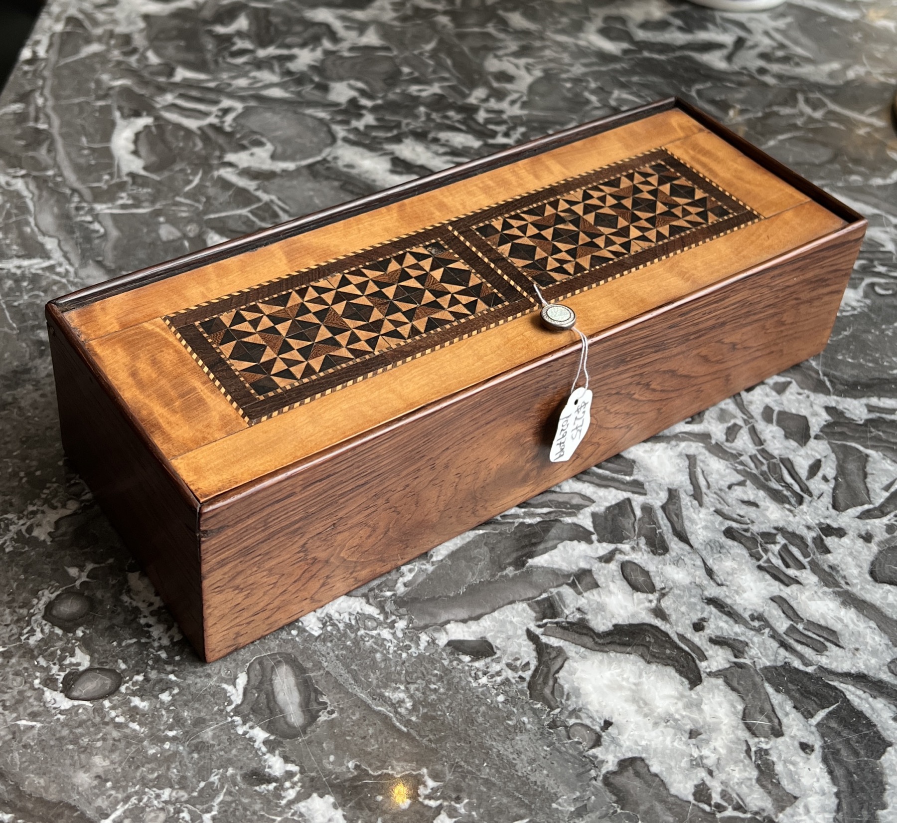 Fine quality Rosewood glovebox with exotic woods inlay, c. 1860