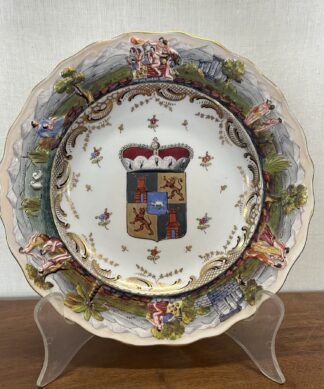 Naples style italian porcelain plate with Spanish armorial, c.1900