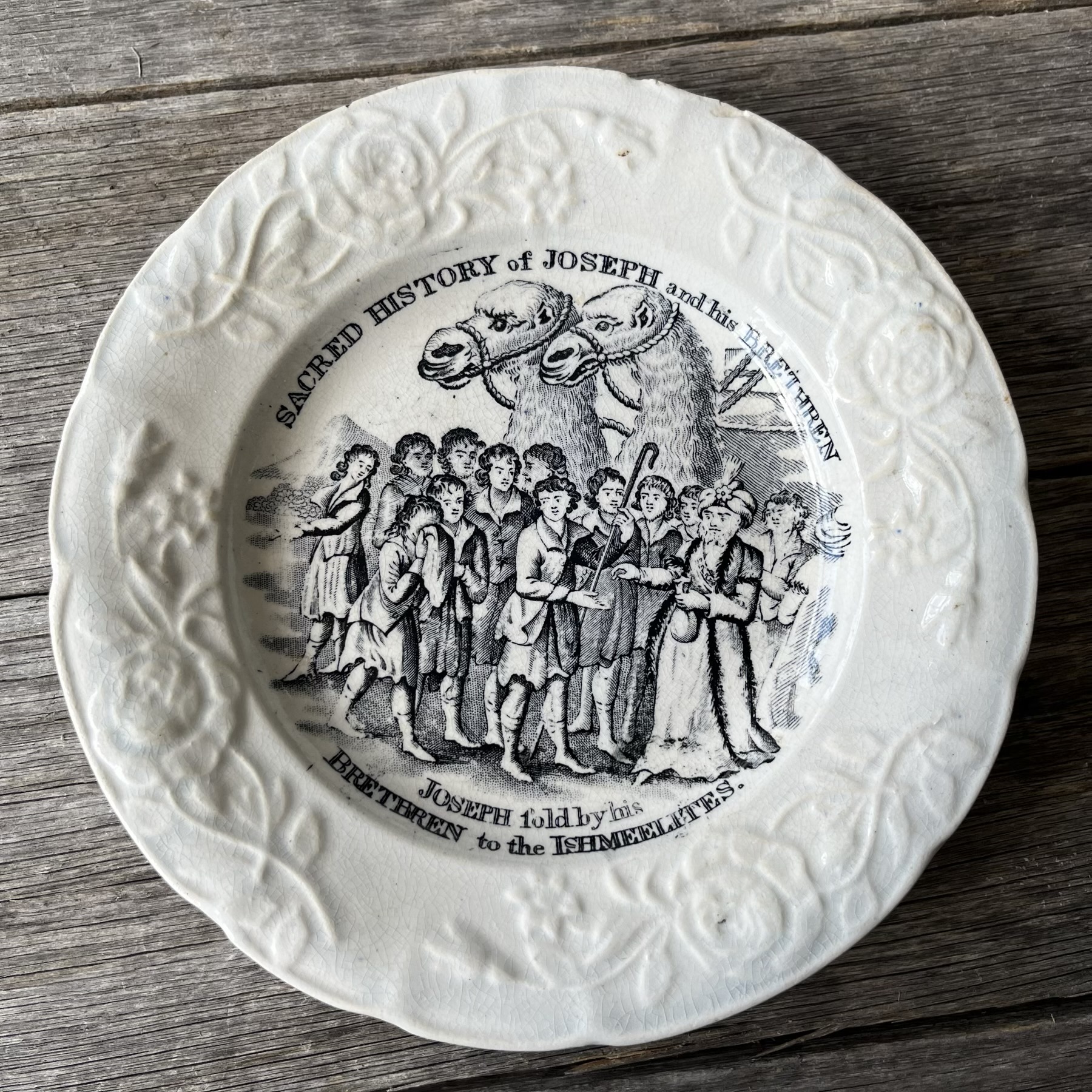 Staffordshire child's plate, ‘Sacred History of Joseph and his Brethren’. c.1840