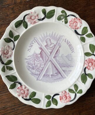 Staffordshire pottery children's plate, "SAINT ANDREW" by Goodwins & Harris, c. 1840