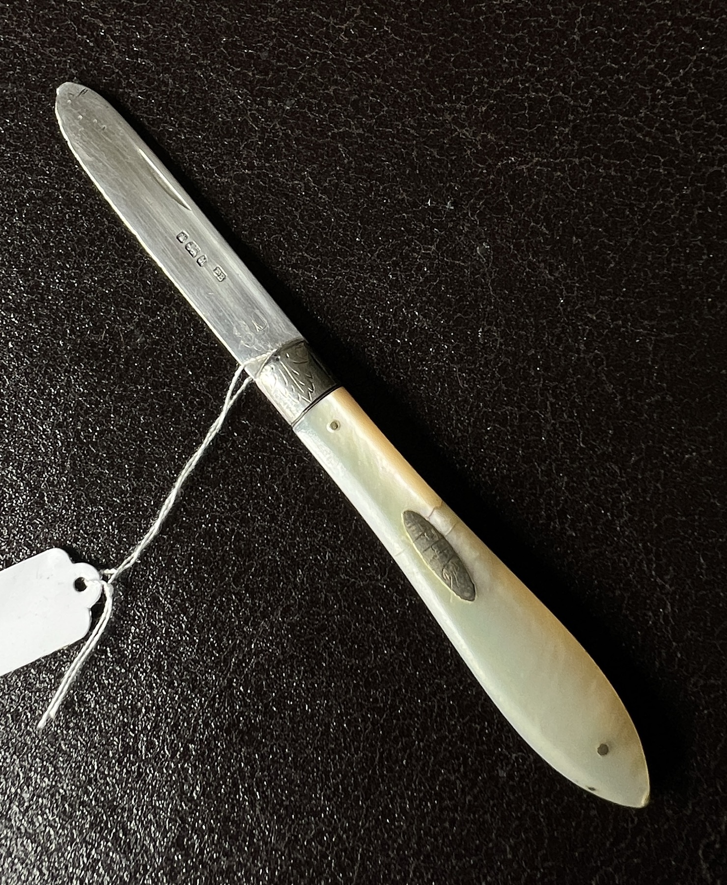 Small Victorian fruit pocketknife, Sterling Silver & pearlshell, Sheffield 1879