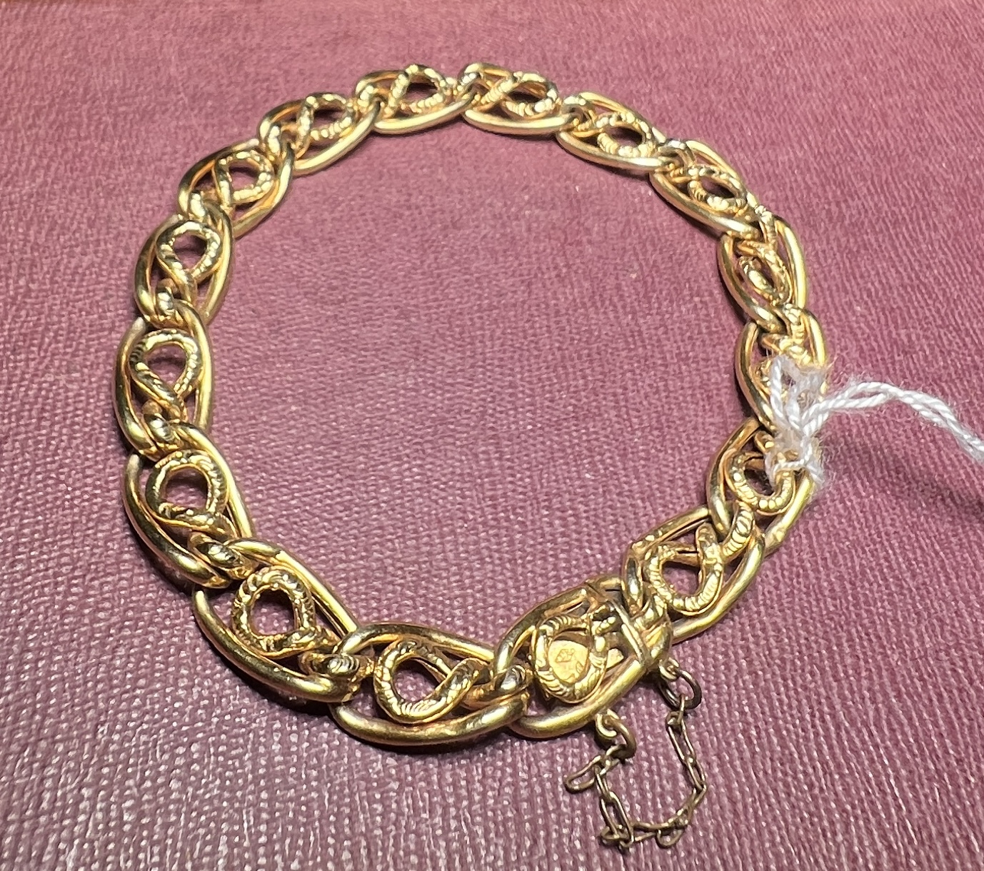 French Silver and Gold 'pipe' bracelet with fine engravings, c.1910