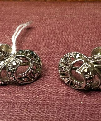German Silver & Marcasite scroll earrings, c.1910