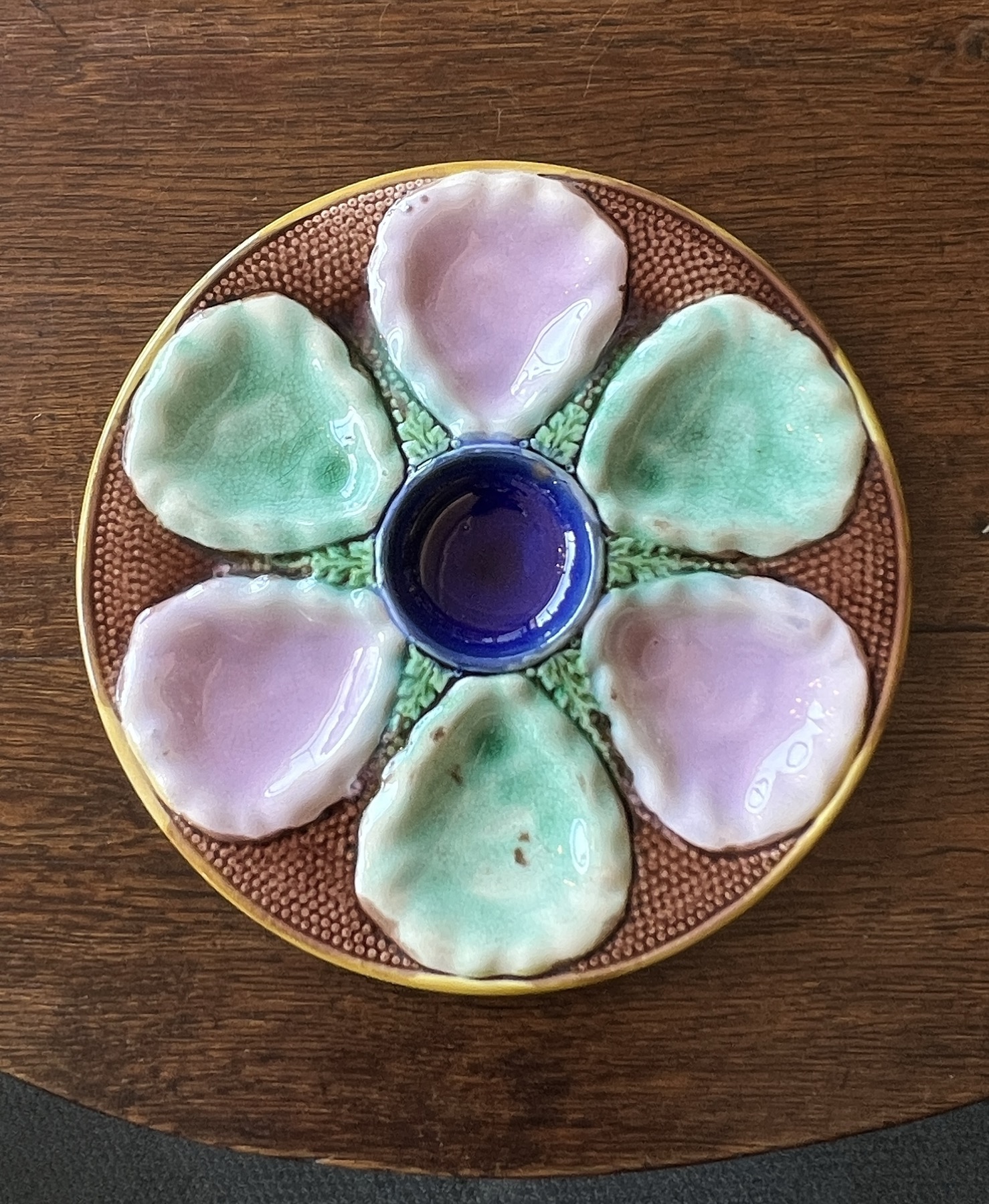 English Majolica Oyster Plate c. 1880