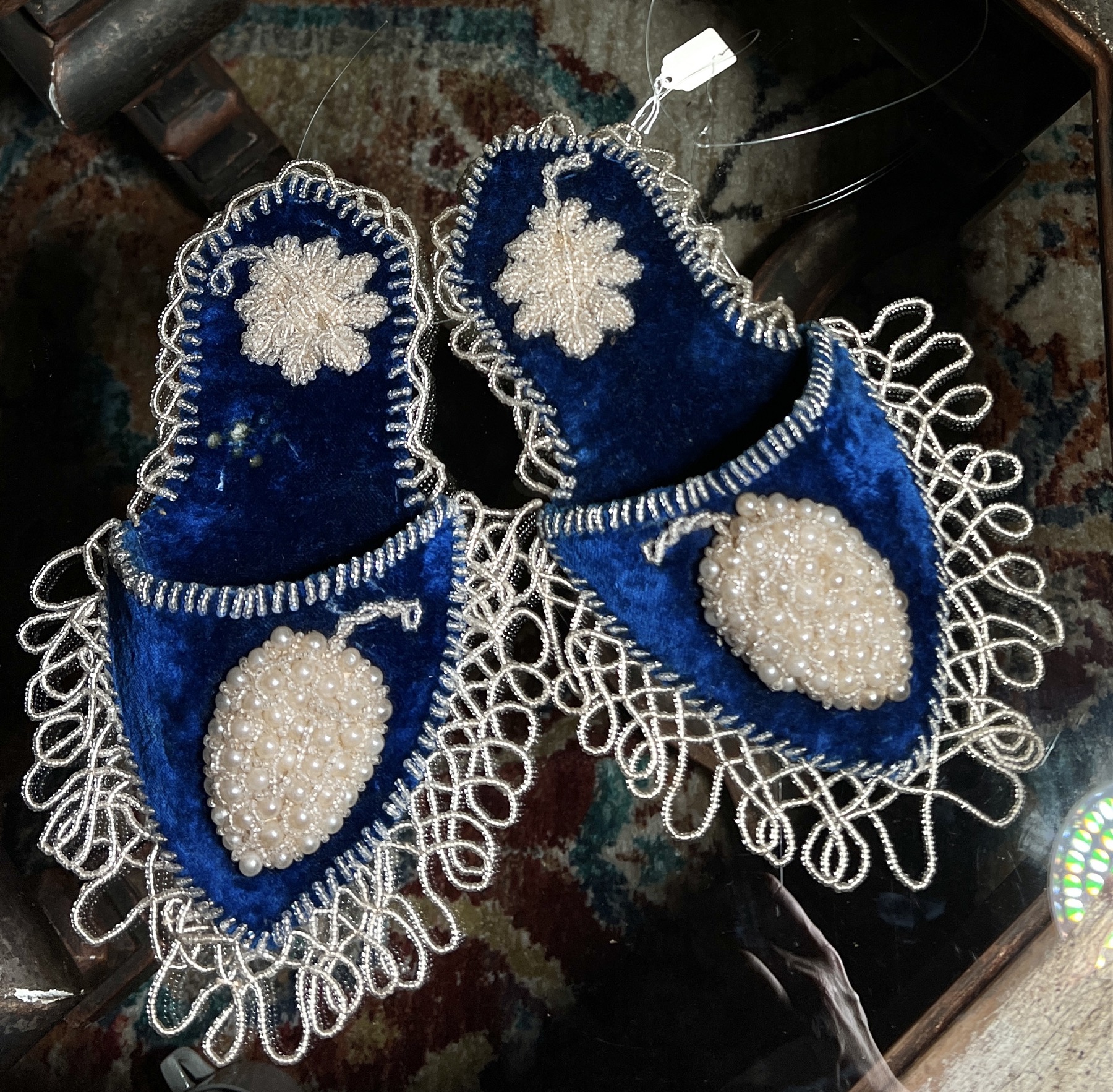 Pair of Victorian wall pockets shaped as slippers, c. 1880