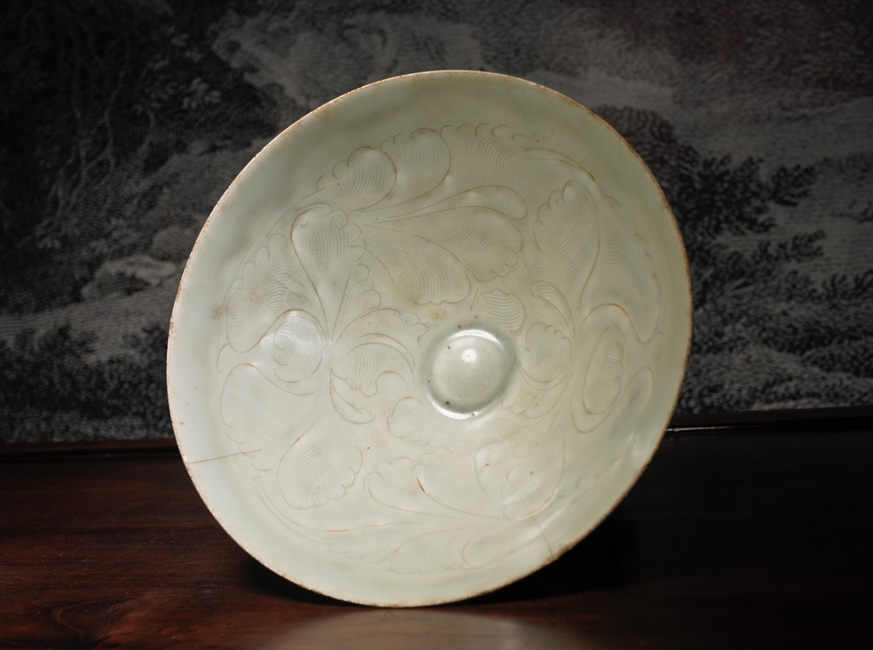 Song dynasty Qingbai bowl, flower-carved, old Australian provenance, 960-1279 AD