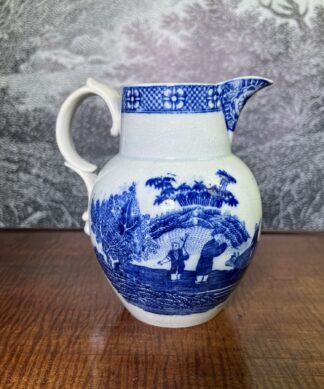Pearlware jug, printed in blue with 'boy on buffalo' pattern, C.1800