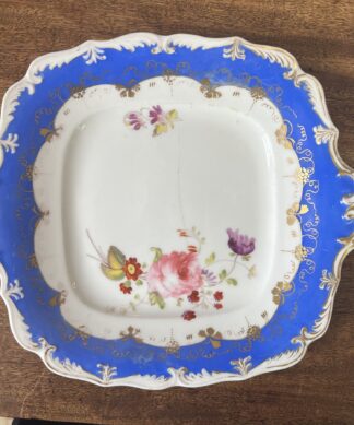 Ridgway serving dish, blue border & flowers C.1835