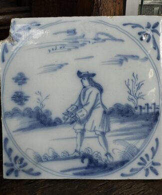 Dutch Delft tile, Gent in countryside, c. 1700