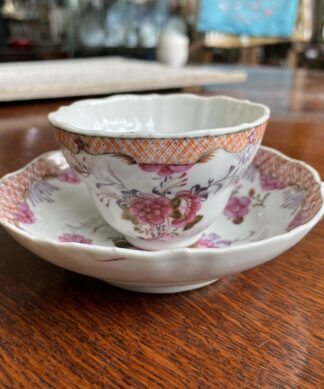 Chinese export teacup & saucer, Meissen style, C. 1765