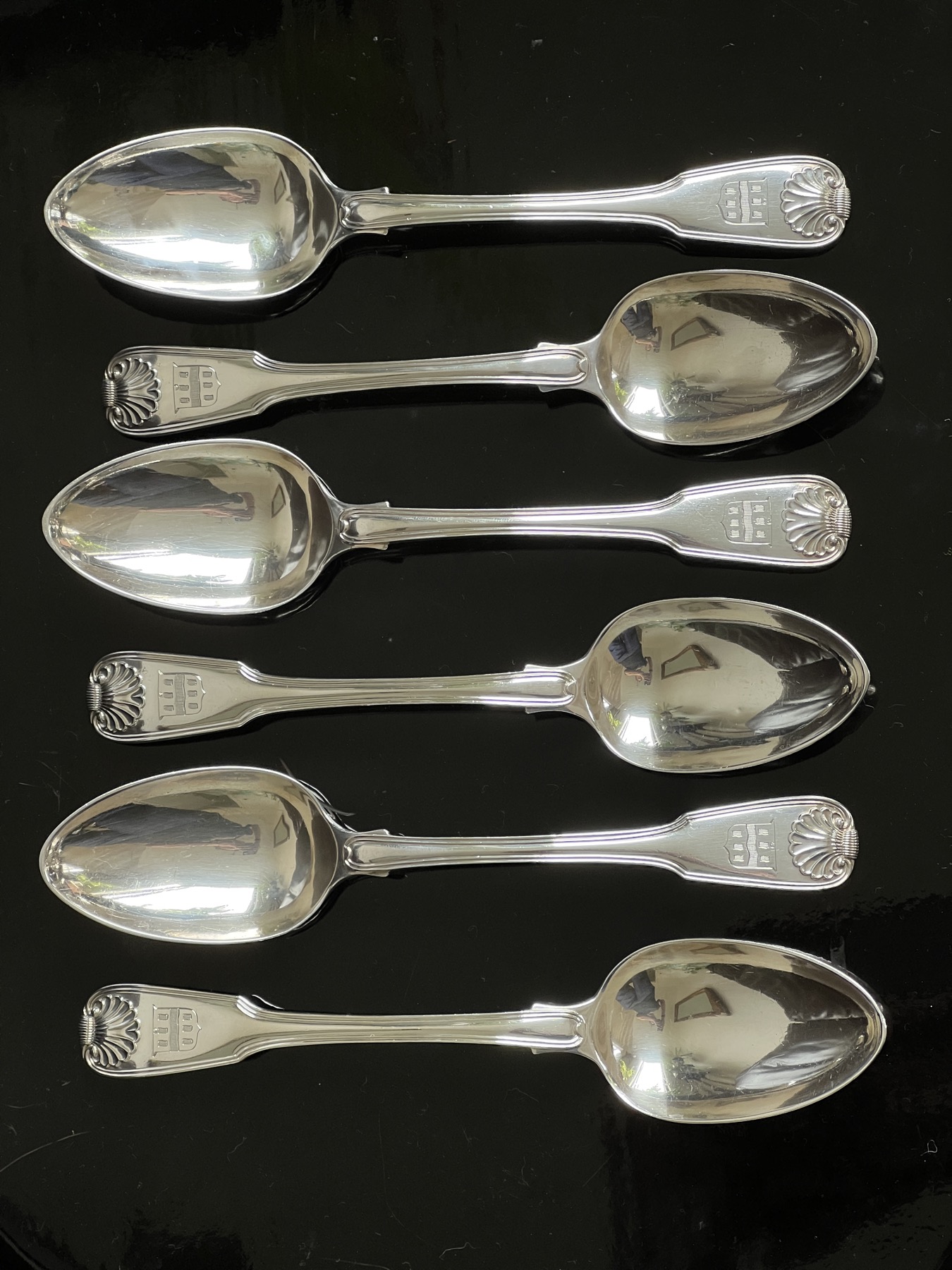 Georgian Silver Fiddle Shell Spoons at Moorabool Antiques, Geelong