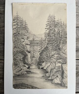 Pencil Sketch by Frederick Bennett - Timber Bridge 1872