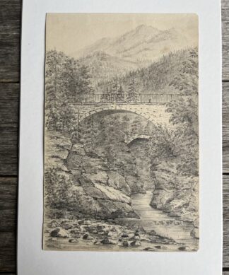 Pencil Sketch by Frederick B Bennett - "Stone Bridges in Swiss Alps 1872'