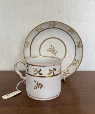 Spode coffee can & saucer, gilt foliage  c.1800