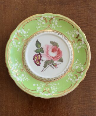 Coalport tureen stand , wreath & scroll border, flower centre, c 1835