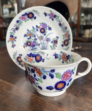 Spode pottery Bute shaped cup and saucer with Imari pattern c. 1820