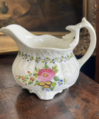 Staffordshire porcelain jug, flower painted, possibly Adams C.1840