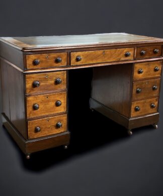 Petite Australian Cedar pedestal desk with leather top, circa 1870