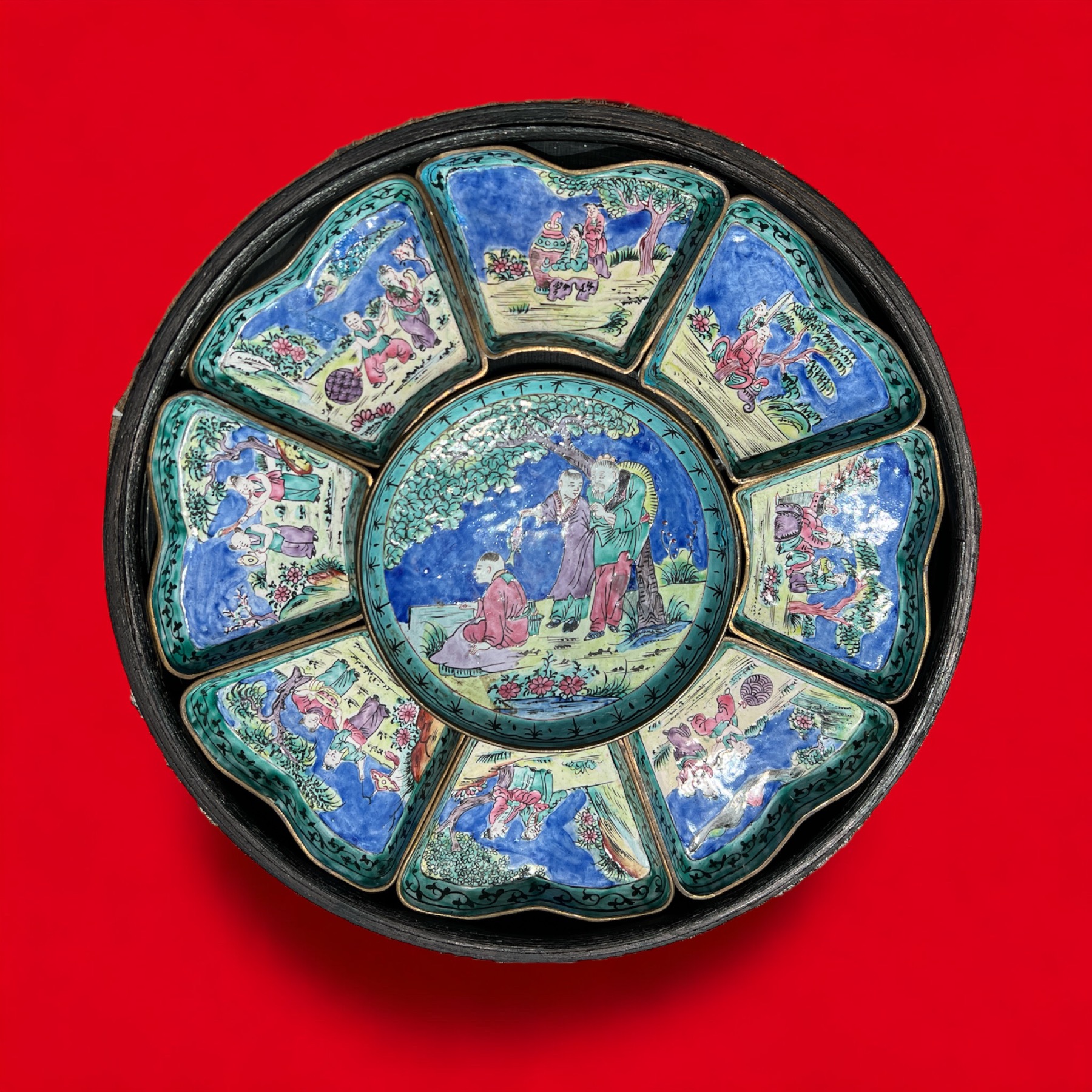 Cantonese Enamel dish set c.1900