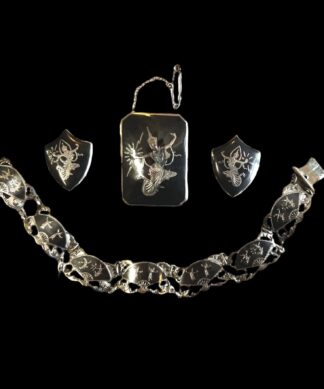 Siam (Thai) jewellery set, Earrings, brooch & bracelet, C.1925