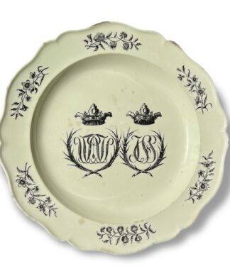 Wedgwood Creamware plate, double crowns & monograms, c. 1770