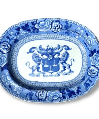 Riley Drapers Guild armorial blue & white plate C. 1820