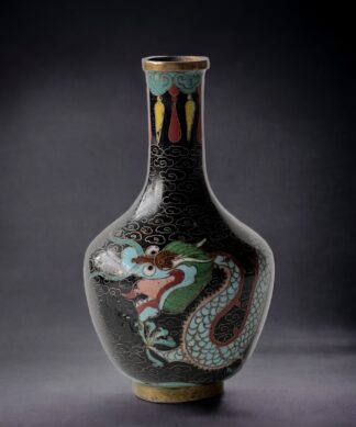 Chinese Black Cloisonné vase with blue-scale dragon, c. 1900