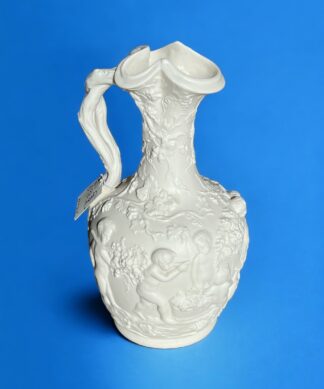 Large Copeland Parian Bacchanalian trifoil lip jug, c. 1855