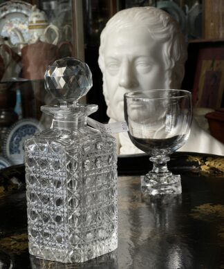 Quality hand-cut  whiskey decanter, hobnail pattern, late 19th century