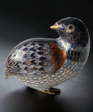 Chinese Cloisonné Quail, gilt copper details, c. 1900