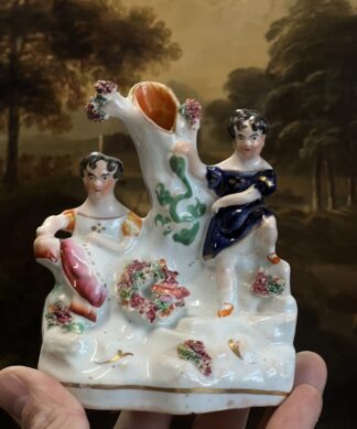 Staffordshire spill vase, children with birdsnest, c. 1860