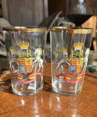 Pair of Elizabeth II Coronation glasses, 1953