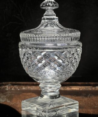 Quality cut glass covered bowl on stem, c.1820.