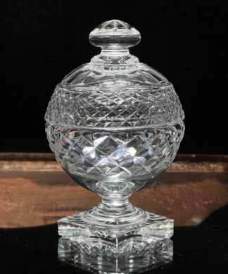 Victorian cut glass covered bowl on stem, 19th c.