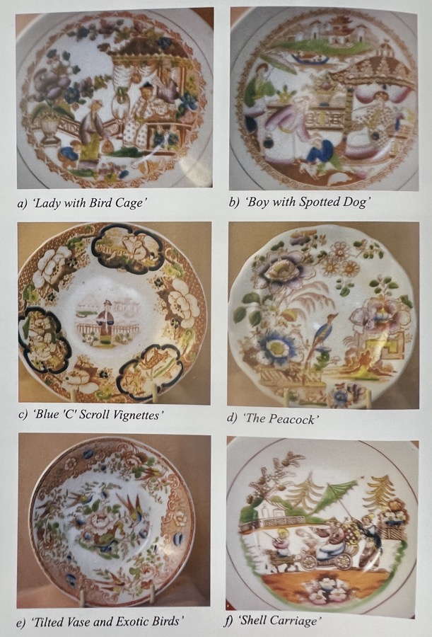 Hilditch Porcelain Chinoiserie patterns, from 'Hilditch Porcelain - A Collector's Guide' by Margaret Hewat & June M. Owen 