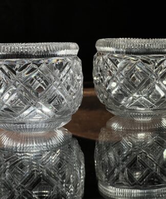 Pair of cut glass salts, hobnail cut, late 19th c.