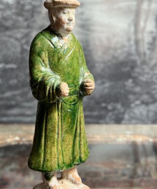 Ming Dynasty figure of a man, green glaze, 17th century