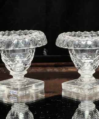 Georgian cut glass pair of open salts, C. 1800