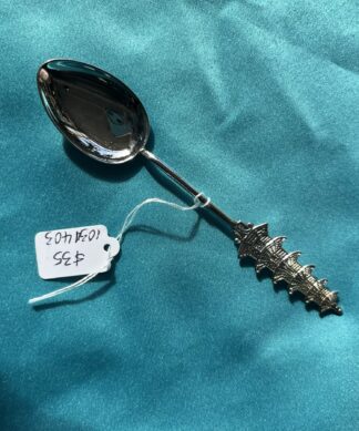 Chinese silver spoon with a temple on handle C.1900