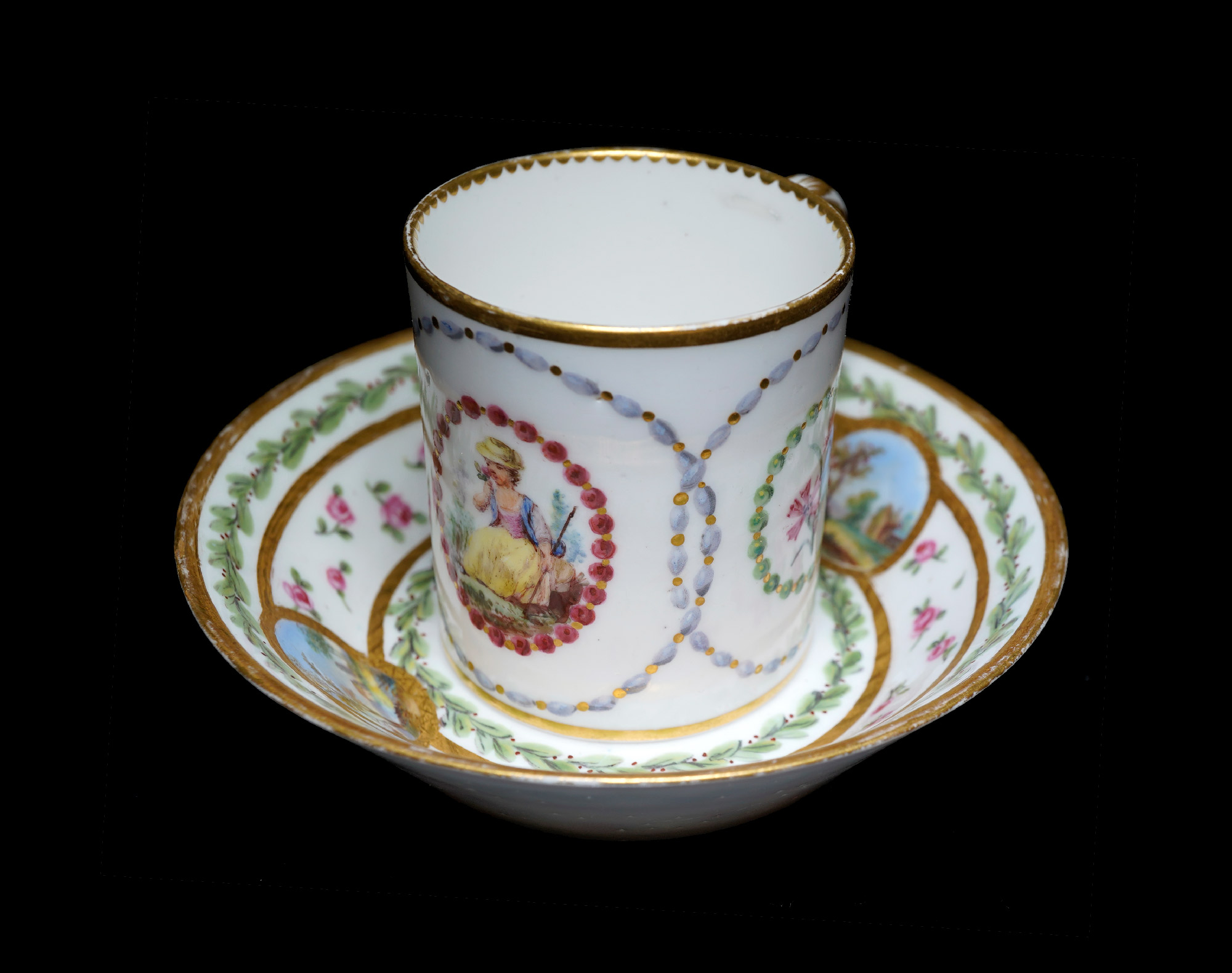 Sevres Cup & Saucer By Bouchet 1781