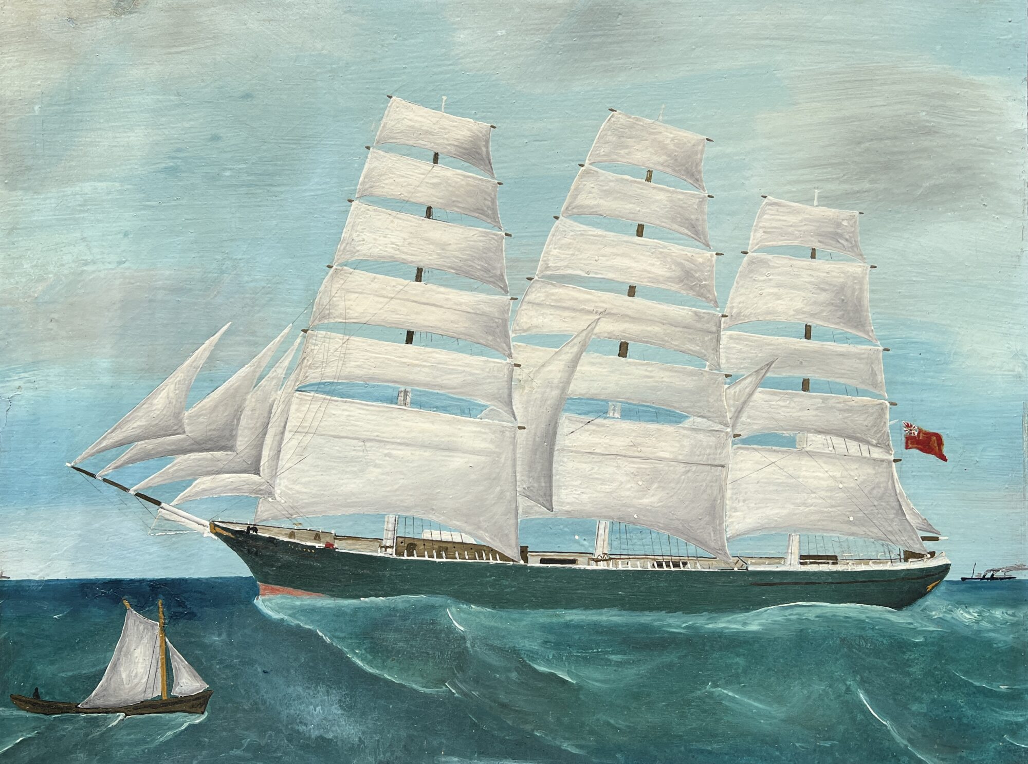 Australian Clipper Ship - naive nautical ship painting, circa 1880 