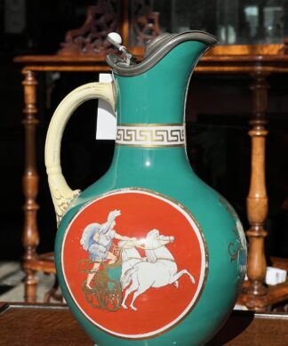 Samuel Alcock  jug with brightly coloured classical scenes, C 1870