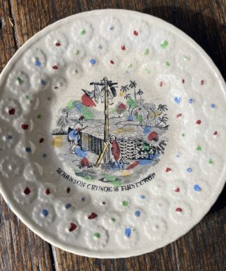 Bailey & Ball child's plate, 'Robinson Crusoe's First Crop' c. 1845