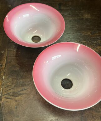 Pair of late Victorian pink milk glass light shades C.1900