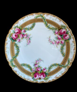 Copeland plate, richly painted with rose sprays & raised gilt work, earlier 20th century