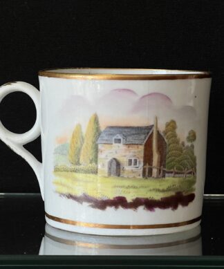 Newhall coffee can, bat-printed pattern 984, country scenes, c. 1810