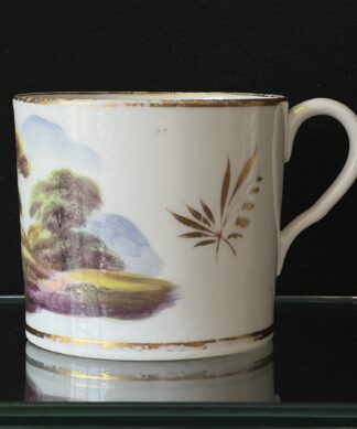 Fine English Porcelain coffee can, landscape painted, attr. Davenport, 1810