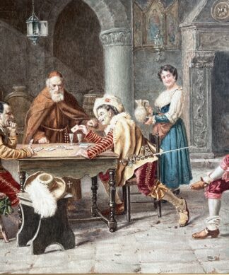 Raffaele Moretti - The Card Game circa 1880 Watercolour